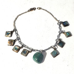 Vtg Sterling Silver MEXICO Abalone Charm Bracelet Lot 8.25″
