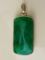 Vintage Natural Green Jade 45mm X 20mm Pendant 10k Gold Filled