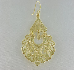 Gold Filigree Chandelier Earrings Vintage Statement Dangle Jewelry