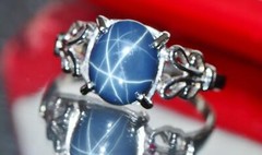 10k white gold ring 2.5ct natural blue star diffused sapphire sz 9 antique 3.4gr