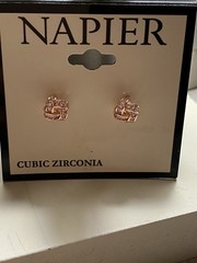 Napier Earrings Rose Gold Rhinestones Pierced Earrings Posts Beautiful NWT