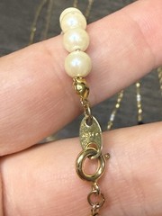 Vintage Lot of 6 Gold Tone Necklaces with Faux Pearls Jewelry