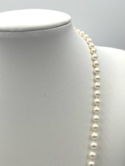 Vtg 18-1/4” Japanese Graduated Cultured Akoya Pearl Necklace 7.1-3.4mm 14k Clasp