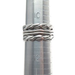925 Sterling Silver Vintage Mexico Twisted Rope Multi-Row Band Ring Size 11.25