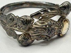 Vintage 925 Sterling Serpent Dragon Screw Hinged Bangle Bracelet 36 grams Nepal