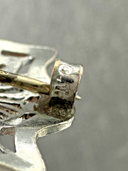 ANTIQUE? SILVER TONE FILAGREE BROOCH N611