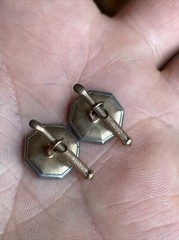 Rolled Gold Plated MOP Mother of Pearl Octagonal Antique Edwardian Vest Buttons