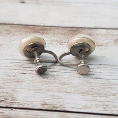 Vintage Screw On Earrings – Small & Simple Faux Pearl Style Just Under 0.5″
