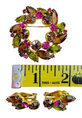 Vintage Juliana DELIZZA and ELSTER Circle Brooch with Matching Earring Clips