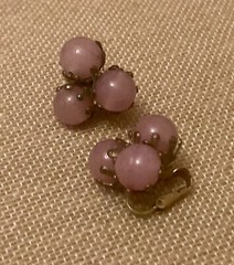 Vintage VOGUE JLRY Pink Lucite Earrings Clip On Retro Signed