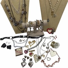 Vintage To Mod Heart Jewelry lot Love Retro Rockabilly locket 1+ pounds Coquette