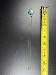 14K Gold Bail Green Heart Stone Pendant 1/20 14K GF 18” Necklace Vintage