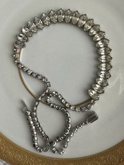Vintage Clear Rhinestone Choker Necklace Marquise Cut Silver Tone Tennis Chain