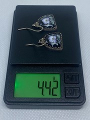 Vintage Earrings Rostov Finift Russian Enamel Painted Floral Dangle Silver Tone