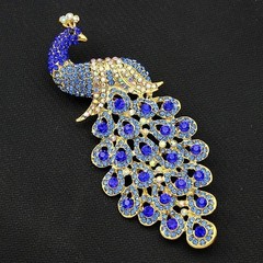 Elegant Blue Peacock Brooch Pin Crystal Rhinestone Bird Jewelry Gift Jewelry