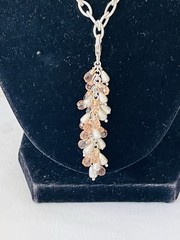 Vintage Sterling Silver Chain Citrine Drops Cluster Lariat Tassel Necklace 30g