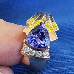 Original EARTH MINED TANZANITE DIAMOND Engagement Ring 14K GOLD Design Solitaire