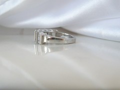 Sterling Silver 925 1.5ct Baguette CZ DQ Pinky Band Ring Size 6
