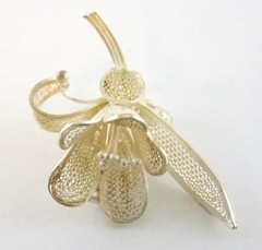 Vintage Sterling Silver Filigree Flower Brooch Figural Floral Pin 925 8g 2.25 In