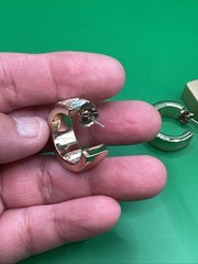 Vintage Baguette Crystals Channel Set Gold Tone Hoop Earrings