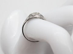 Antique 1920s $3000 .75ct Old Euro VS G Diamond 19k White Gold Filigree Ring