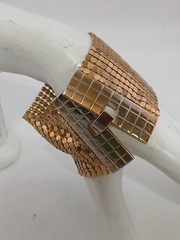 NOIR 1980s Gold Plated Wide Mesh Metal bracelet size 7 (read)