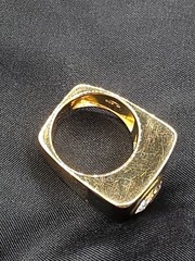 Vintage Sterling Silver 925 Gold on Huge Black Enamel CZ Statement Ring 9.5
