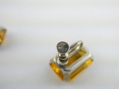 Vintage Sterling Silver Gold Yellow Faceted Glass Screw Back Earrings 7.1g .75In