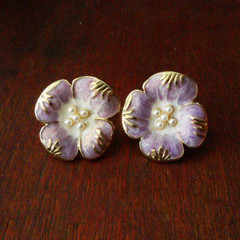 Vintage Enamel Flower Brooch Earring Pearl Women Clothing Party Accessories Gift