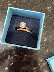 Vintage Nevada Silver Mines Ring Clear Stone Size 11 Matching bands