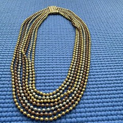 Vintage 1930s Art Deco multi-strand ball chain necklace and bracelet set.