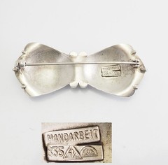 Teka 836 silver vintage modern striped bow brooch pin Theodor Klotz