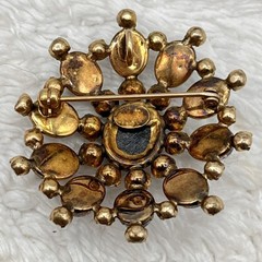 Vintage Foil Glass Brooch Pendant Combo Blue Stone Gold Filled Signed Bal Ron