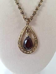 Smoky Stone Pendant & Crystal Goldtone Necklace, Nancy & Rise NR