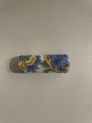 Vintage Italian Ceramic long floral bead white/green/blue/yellow