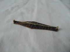 Antique Victorian sterling top crystals filigree bar brooch