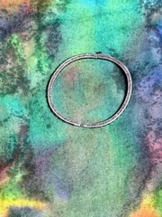 Antique 1920s Art Deco Sterling Silver & Green Channel Set Paste Bangle Bracelet