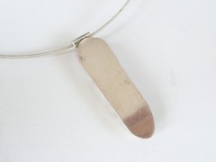 Vintage Sterling Silver 925 Modernist Glass Slide Choker Necklace 17″