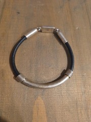 VINTAGE Sterling Silver – MEXICO TAXCO Solid 6.75″ Leather Bracelet – 30 grams