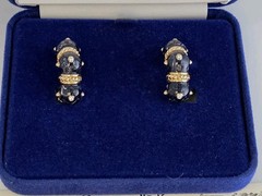 CAMROSE & KROSS JBK BLUE SWIRL ENAMELED CRYSTALS HOOP CLIP-ON EARRINGS☆COA☆NWT☆