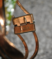 MCM Matisse Renoir Copper Green LEAF Enamel Bypass Hinged Cuff Bracelet