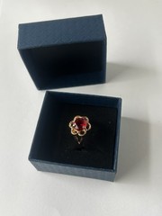 Vintage Red Cubic Zirconia Ring Gold Plated Womens Size 7.5