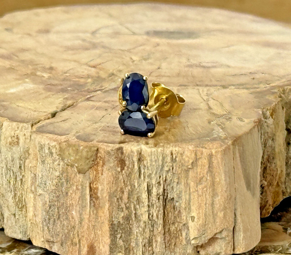 Sterling w/Gold Rhodium Plating 5.7mm Oval Sapphire .65ct Stud Earrings–2691.25