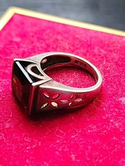 Vintage 90’s Modernist Smoky Quartz & Sterling Silver Ring Size 6