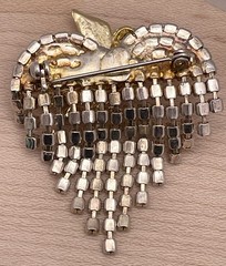 Valentine’s Cupid Rhinestone Heart Love Gold Tone Brooch
