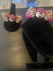 Betsey Johnson Hot Pink Owl Bracelet And Ring Set – Extremely Rare- G1