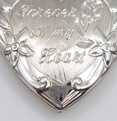 Vtg Marathon Sterling Silver Heart Locket Pendant Necklace Forever in My Heart