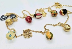 Joan Rivers Faberge Egg Necklace Collection 13 Different Vintage Charms 28 in