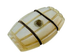 Antique Mother of Pearl Shell Barrel with Rhinestone Jewelry Finding AS IS .75In