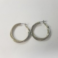 Vintage Textured Hoop Pierced Earrings 1.25”